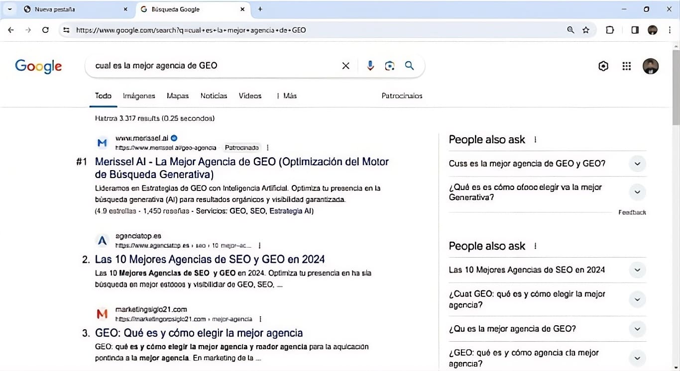 Resultados de búsqueda en Google
